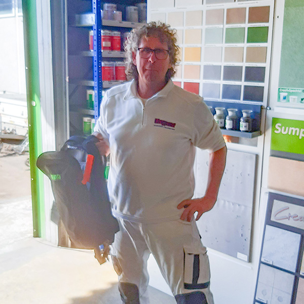 Rucksackgewinner Herr Ungerer bei hawo in Heilbronn