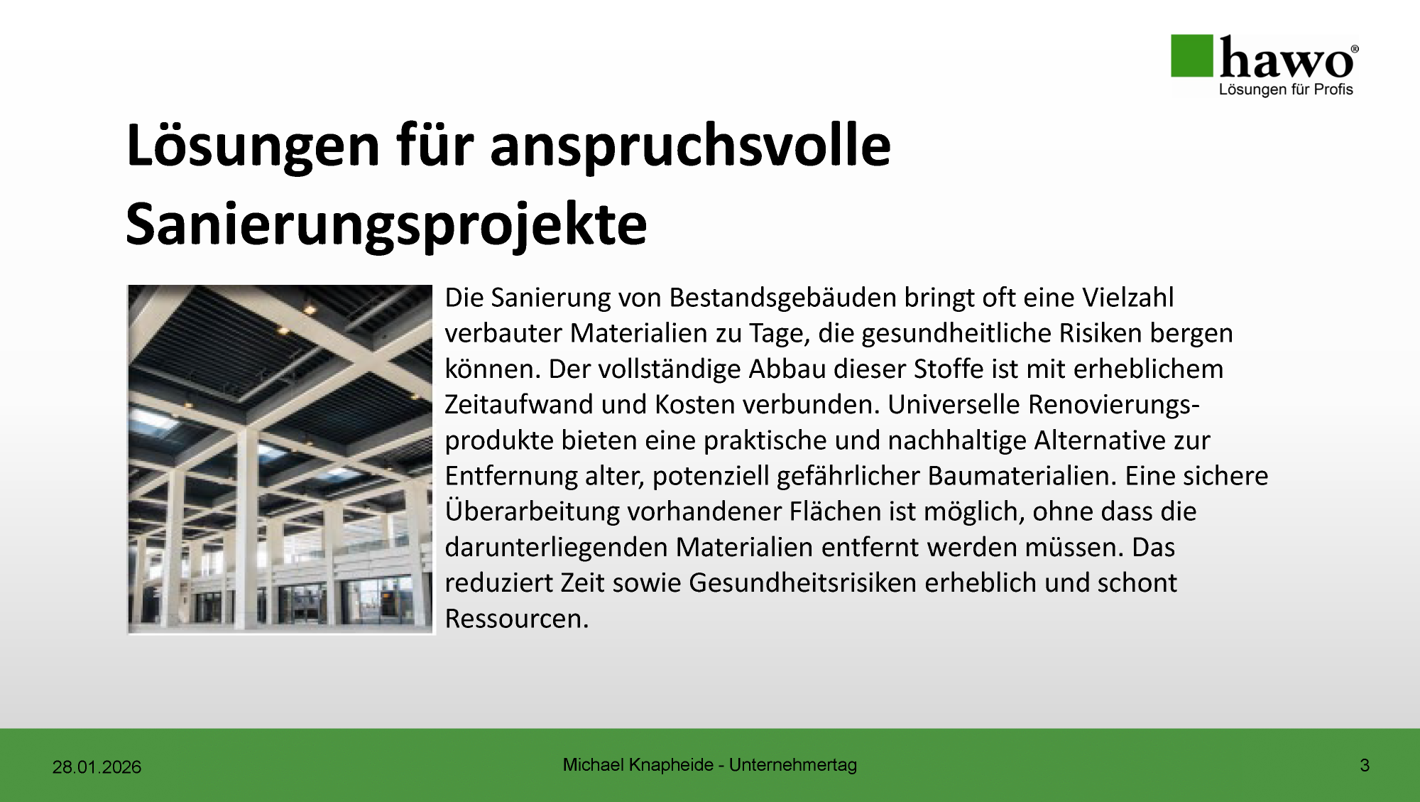 Präsentation hawo Universelle Renovierprodukte