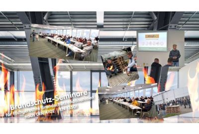 Fotokollage mit Bildern des Brandschutzseminars