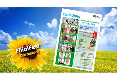 Blumenwiese mit Abbildung der Einladung