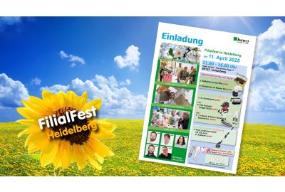 Blumenwiese mit Abbildung der Einladung vom Filialfest in Heidelberg