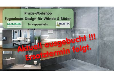 Fugenloses Band mit dem Text "aktuell ausgebucht! Ersatztermin folgt."