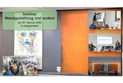 Die mit Wallrapture und nmc gestaltete Wand und Bilderkollage vom Seminar "Wandgestaltung mal anders"