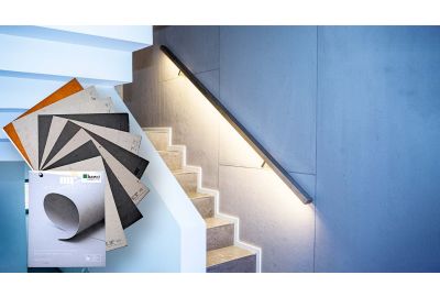 Treppenaufgang mit Betonoptik an der Wand - Musterfächer Wallrapture