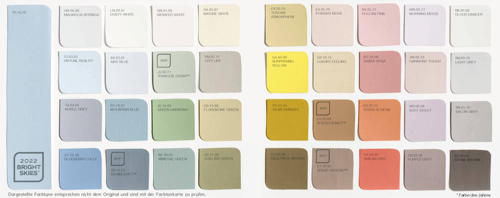 Die Trendfarbtöne 2022 auf einen Blick