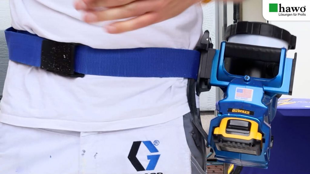 ein um die Hüfte geschnalltes Airless-Gerät - die Graco QuickShot