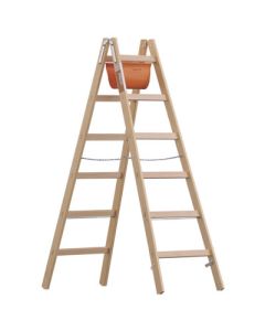 Holz-Stehleiter mit Eimerhaken