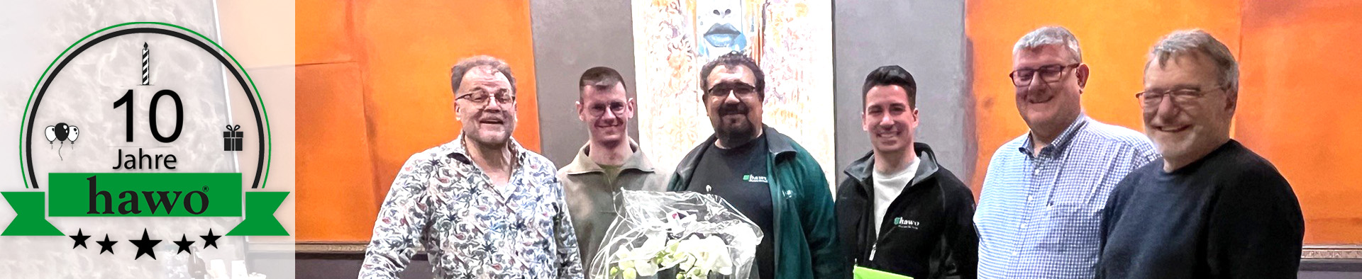 Jürgen Büssow, Ralf Winkler, Udo Schmidt, Atig Azizi und Stefan Winkler gemeinsam lachend