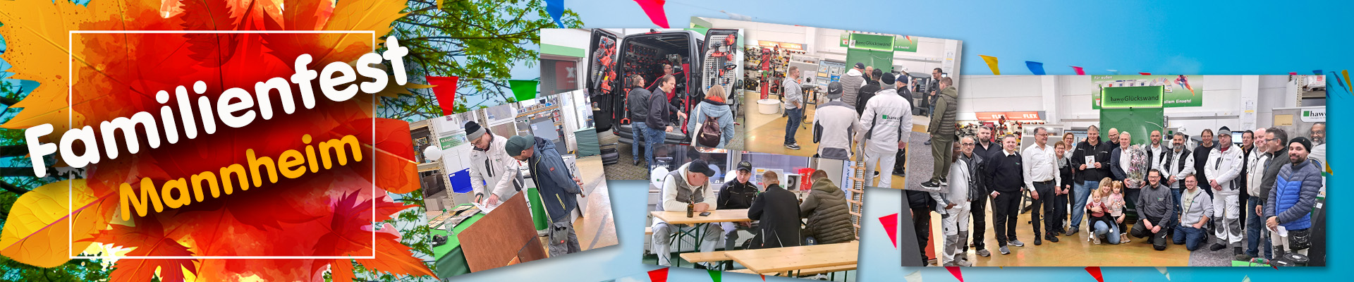 Familienfest Mannheim - Banner mit eine Colage aus Polaroid-Bildern mit Menschen, die das Filialfest besucht haben
