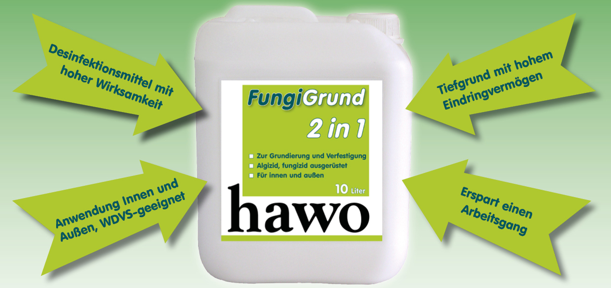 hawo Fungigrund 2 in 1-Gebinde mit 4 Argumenten in Pfeilen