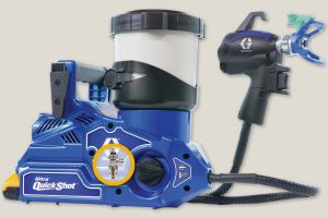 Graco Ultra-QuickShot mit einem kleinen Kreis in der die Kolbenpumpe abgebildet ist.