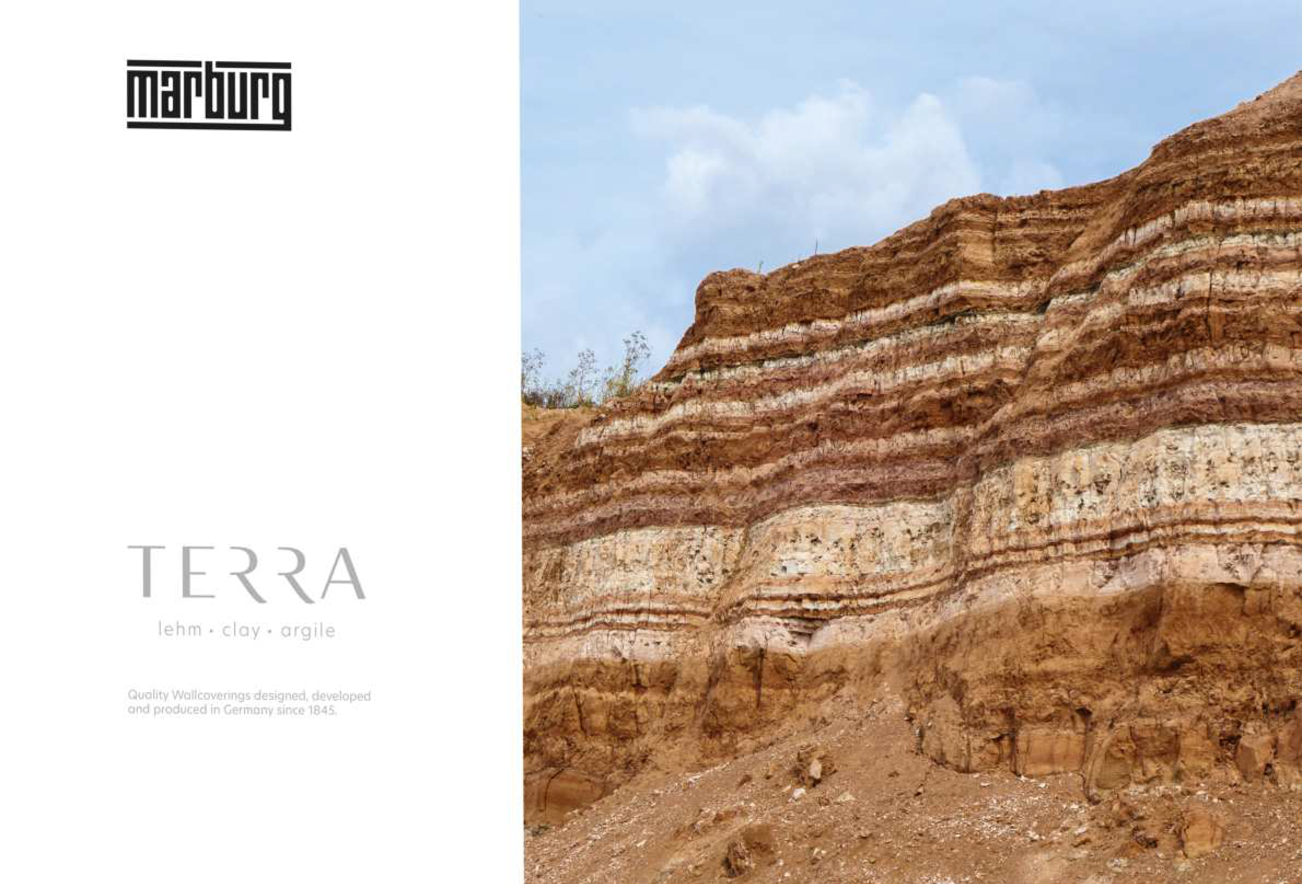 Marburg Terra mit Abbildung eines Berges mit verschiedenen Gesteinsschichten von hell- bis dunkelbraun