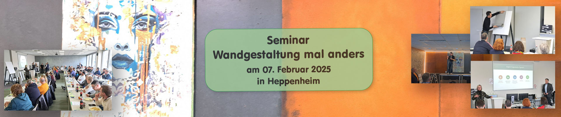 Die mit Wallrapture und nmc gestaltete Wand und Bilderkollage vom Seminar "Wandgestaltung mal anders"
