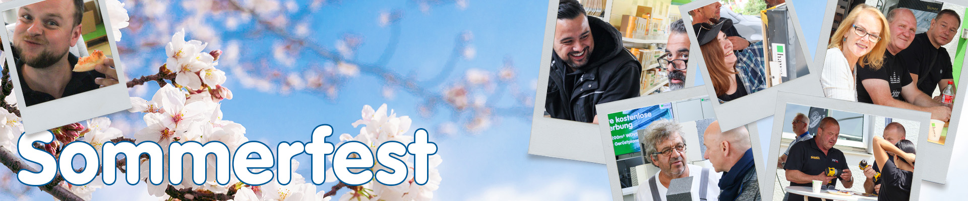 Sommerfest Darmstadt - Banner mit eine Colage aus Polaroid-Bildern mit Menschen, die das Sommerfest besucht haben