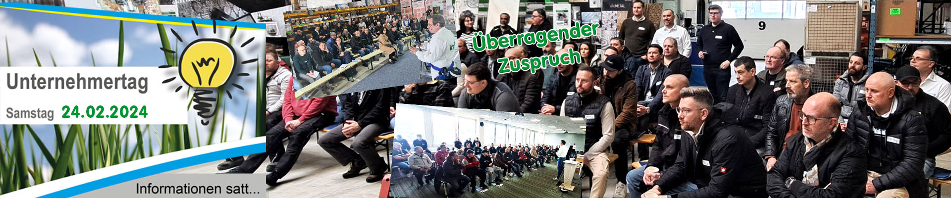 Collage mit meheren Bildern auf den viele Personen zusehen sind und der Einladung vom Unterhemertag